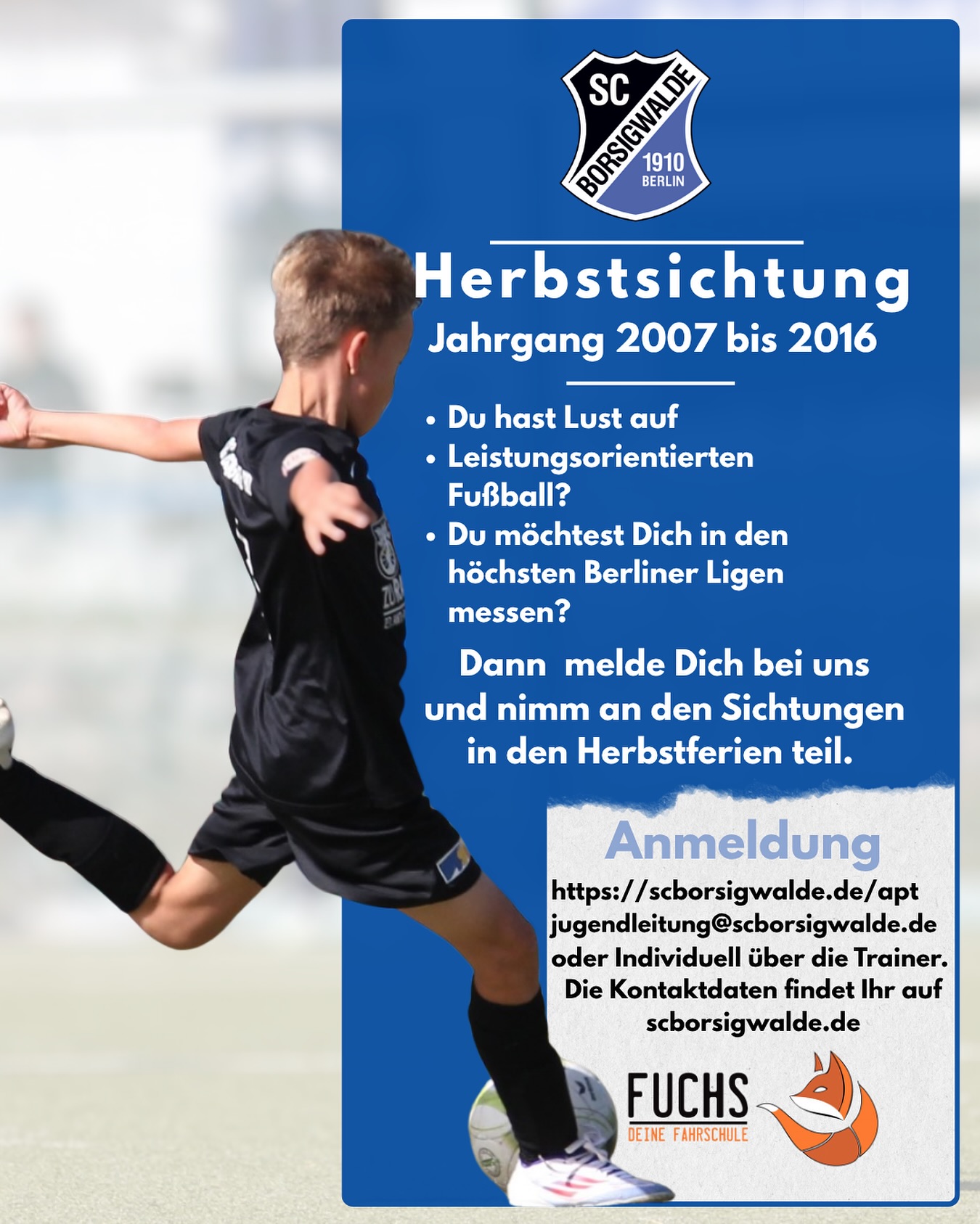 Fussball Probetraining Herbstsichtung Berlin